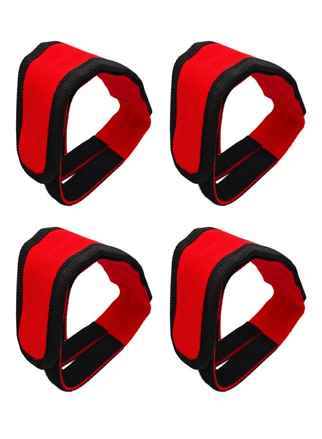 PDETVEO 2 Pairs Bicycle Pedal Straps, Adjustable Foot Straps for Kids and Adults Bike Pedals(Red) - Image 1