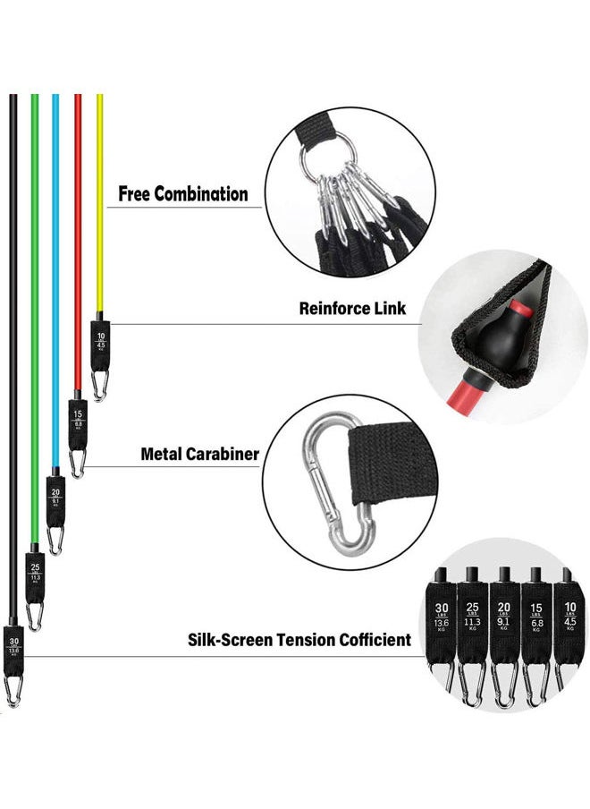 Generic - Resistance Bands Set (11 PCS) Portable Home Gym Accessories - Stackable Up to 150 lbs,Exercise Bands with Door Anchor, Handles, Carry Bag, Legs Ankle Straps for Resistance Training, Home Workouts - Image 1