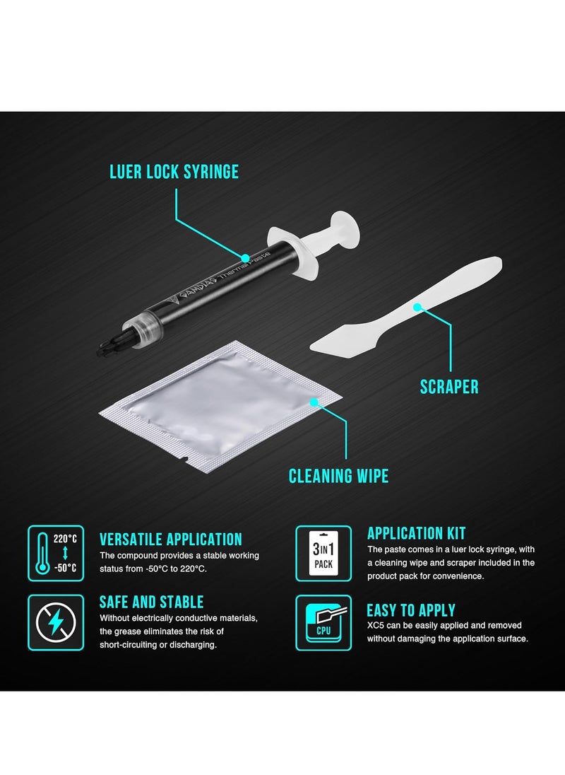 GAMDIAS - GAMDIAS XC5 (4g, incl. Cleaning Wipe and Scraper) - Ultimate Performance Thermal Paste for CPU, GPU, consoles, laptops, high thermal conductivity, long durability, non-conductive, non-capacitive - Image 1