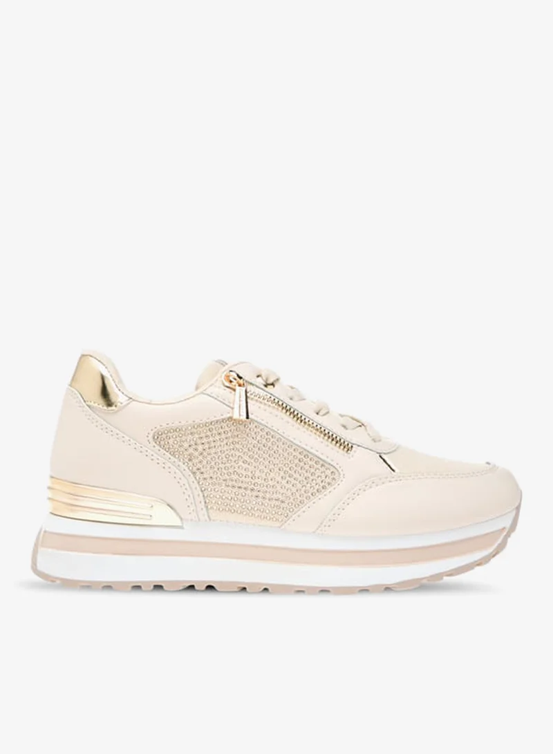 Women Panelled Sneakers with Lace-Up Closure