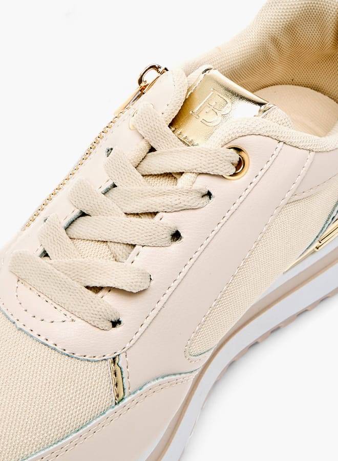 Flora Bella By Shoexpress Women Panelled Sneakers with Lace-Up Closure  - Image 4
