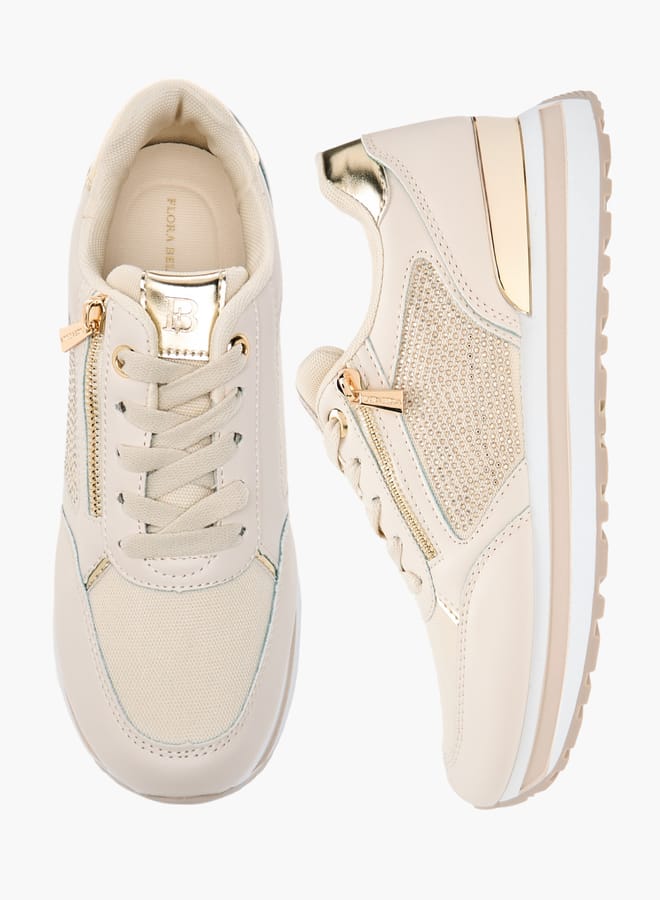 Flora Bella By Shoexpress Women Panelled Sneakers with Lace-Up Closure  - Image 1