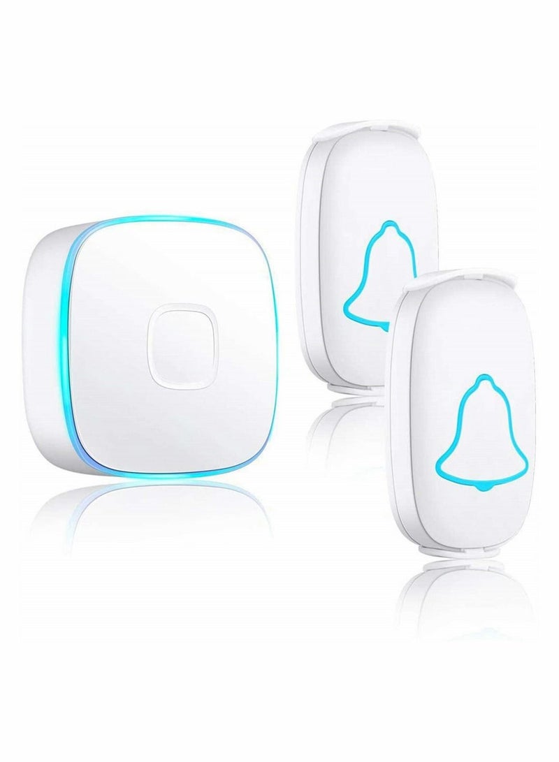 Wireless Doorbell, Waterproof Door Bell with 38 Melodies and Led Flash,1000-Foot Range, 4 Level Volume, 2 Remote ons 1 Receiver - Image 1