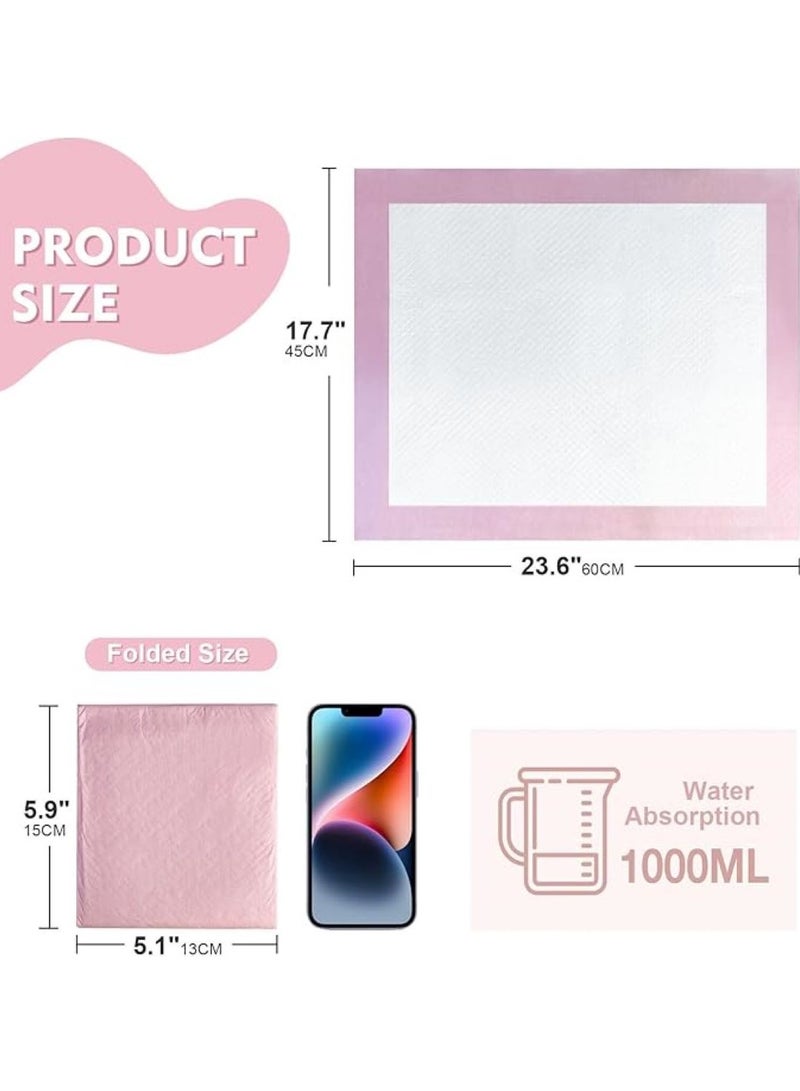 50 Pieces Baby Disposable Changing Mats,Waterproof Baby Changing Pads, 45x60 cm, Highly Absorbent Leakproof Changing Pad Baby, Ultra soft Diaper Changing Mat Underpads for Baby Pink - Image 2