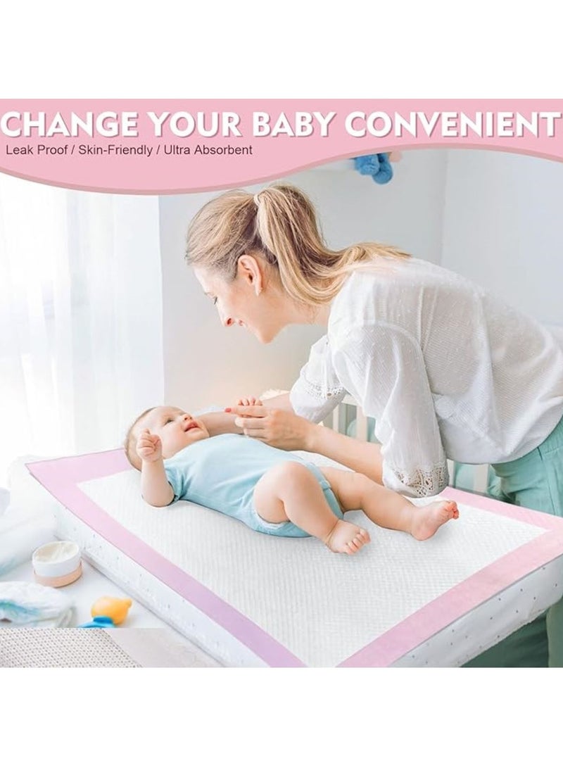 50 Pieces Baby Disposable Changing Mats,Waterproof Baby Changing Pads, 45x60 cm, Highly Absorbent Leakproof Changing Pad Baby, Ultra soft Diaper Changing Mat Underpads for Baby Pink - Image 4