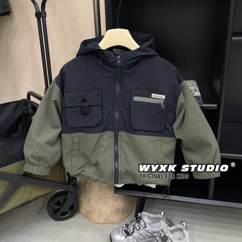 Boys' Coat Baby'S Thin Charge Clothes 2025 New Hooded Work Coat Small And Medium-Sized Children'S Handsome Trendy - Image 3