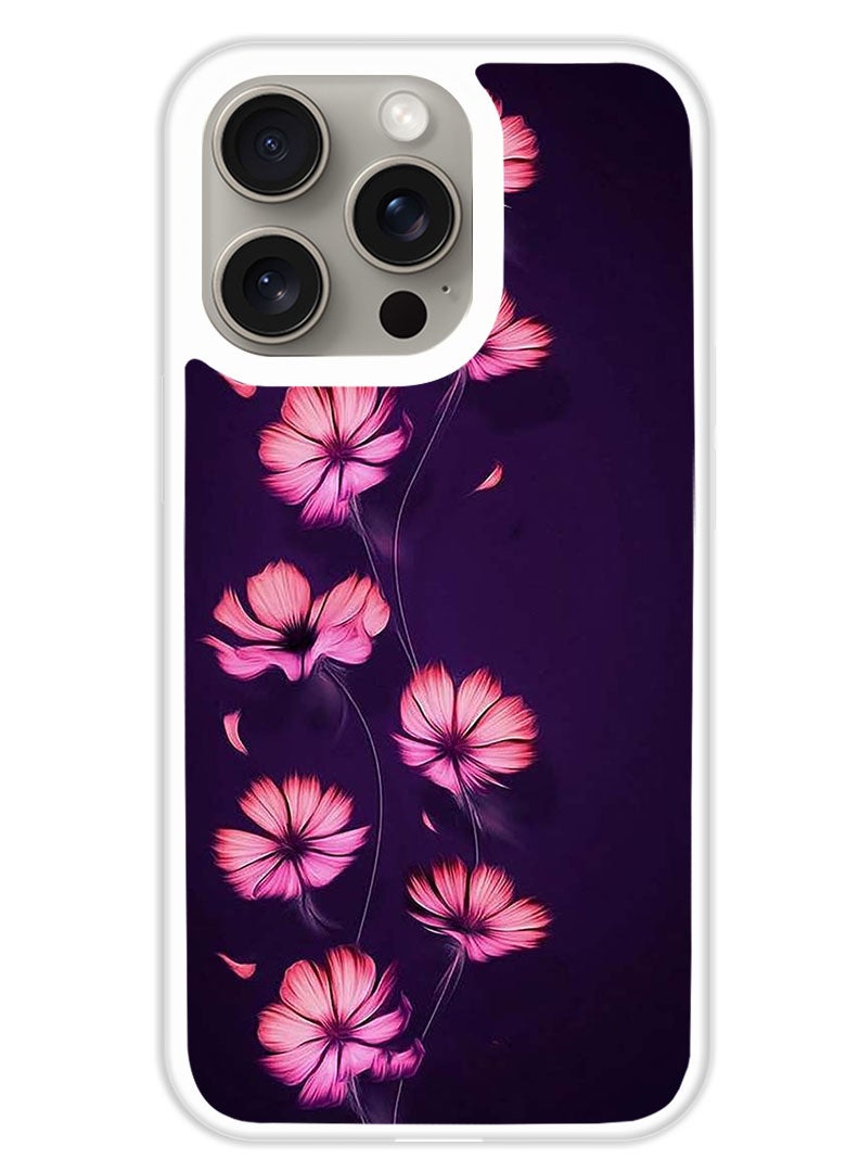 Theodor Protective Case Cover For APPLE IPHONE 15 Pro Max Smotth Flower  (White Bumper) - Image 1
