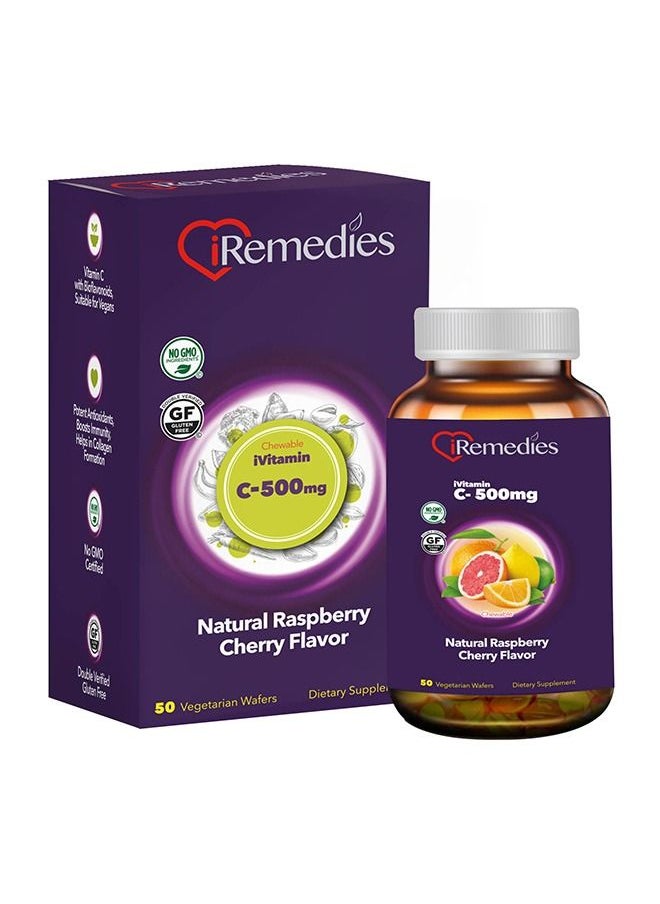 iRemedies iRemedies iVitamin C 500mg Chewable – Immune Support Vitamin with Natural Citrus Flavor – 50 Chewable wafers  - Image 1