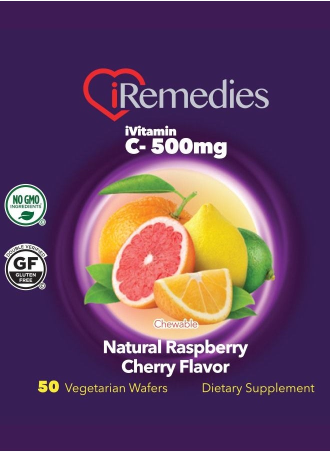 iRemedies iRemedies iVitamin C 500mg Chewable – Immune Support Vitamin with Natural Citrus Flavor – 50 Chewable wafers  - Image 2