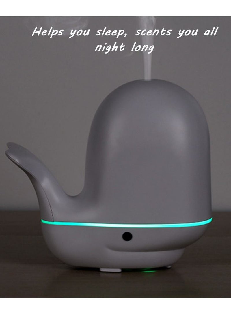 Ultrasonic Humidifier, Cool Mist Essential Oil Diffuser , Little Whale Aromatherapy Machine , Available for children , Has humidifying air and sleep aid effects, Has noise reduction, timing functions