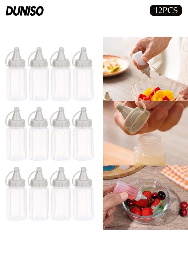 DUNISO 350ml Mini Plastic Squeeze Condiment Bottles, Clear Multi-purpose Sauce Dispensers  for Syrup, Ketchup ,Dressing Oil and Honey,Leak proof and Portable - Image 1