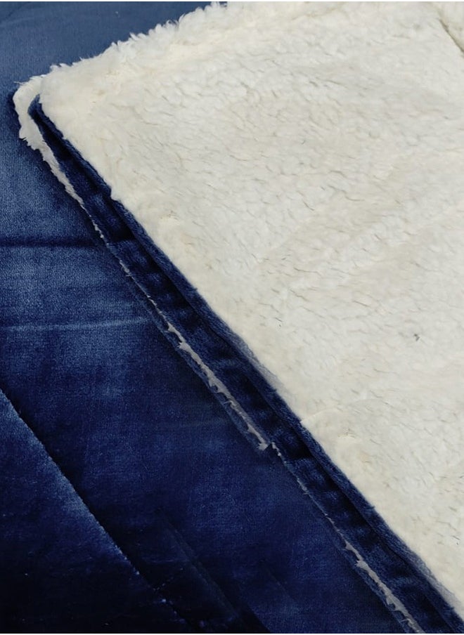 PACHA HOME Quilt Farida Model Double-Sided + 2 Pillowcases - Color: Navy blue - Size: 220*240- Weight: 5KG. 