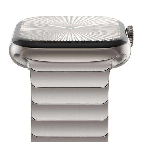 CHANCHY Stainless Steel Band Compatible for Apple Watch Band 38mm 40mm 41mm 42mm, Link Bracelet Metal Strap with Folding Clasp for iWatch Series 11 10 9 8 7 6 5 4 3 2 1 SE/SE2/SE3 Women Men, Titanium - Image 2