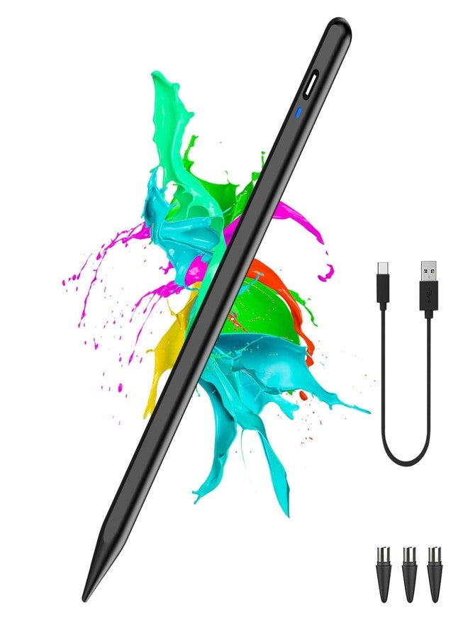 Luntak Stylus Pen for Android/iOS Tablet,Tablet Pencil with Pom Tip Rechargeable Active Stylus Pen for iPhone/Samsung/XiaoMi/Huawei/Vivo/Lenovo and Other Android Smartphones and Tablets-Purple - Image 1