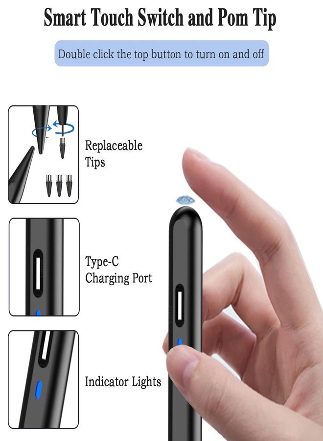 Luntak Stylus Pen for Android/iOS Tablet,Tablet Pencil with Pom Tip Rechargeable Active Stylus Pen for iPhone/Samsung/XiaoMi/Huawei/Vivo/Lenovo and Other Android Smartphones and Tablets-Purple - Image 5