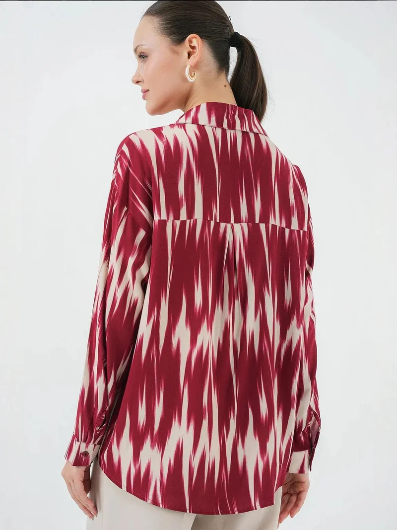 BIG DART BDART Patterned Oversized Shirt with Button Closure
