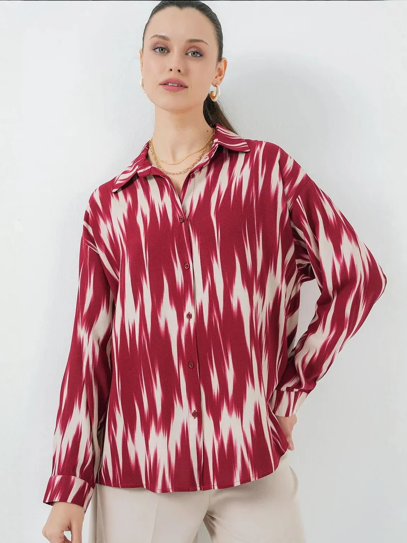 BIG DART BDART Patterned Oversized Shirt with Button Closure