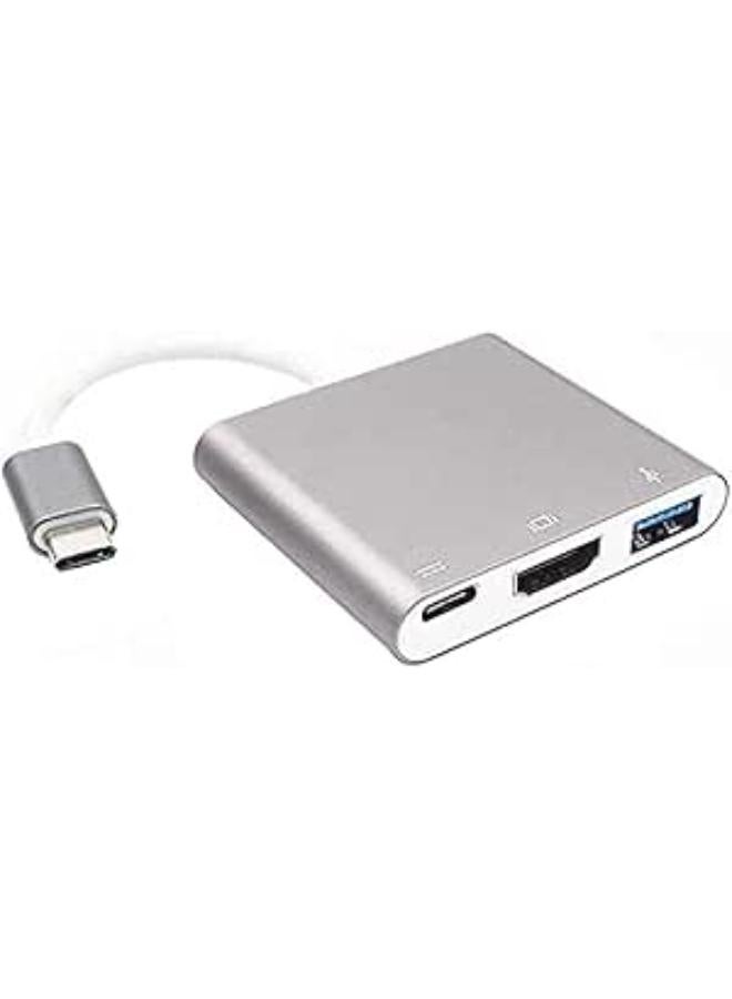 USB Type C to HDMI Adapter 4K USB 3.1 Type C Multiport HDMI Converter for MacBook, Chromebook Pixel Devices and More USB C Devices to HDTV/Projector Silver