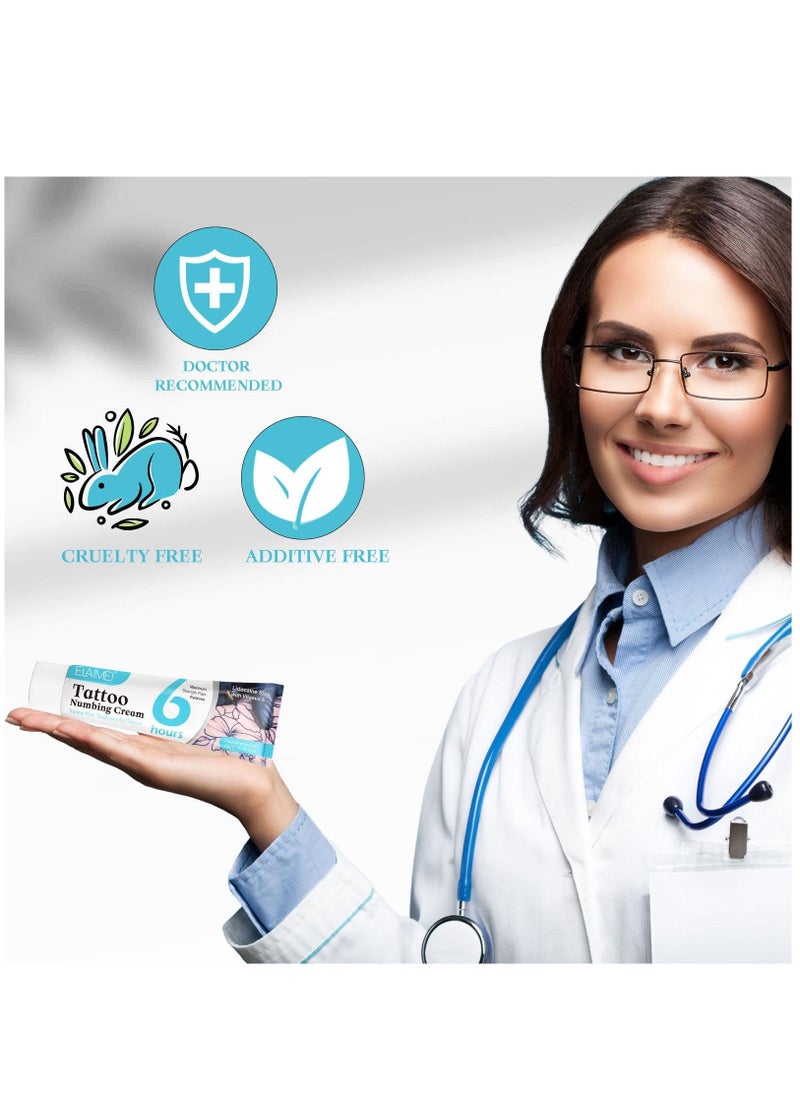 كريم تخدير الوشم غير مؤلم قبل كريم تخدير الوشم للوشم بقوة إضافية تدوم حتى 6-8 ساعات كريم تخدير طبيعي مع خلاصة الصبار وفيتامين E 60 مل