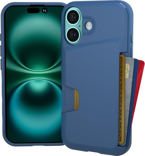 Smartish® iPhone 16 Wallet Case - Wallet Slayer Vol. 1 [Slim + Protective] Credit Card Holder - Drop Tested Hidden Flip Card Slot Cover Compatible with Apple iPhone 16 - Blues on The Green - Image 1