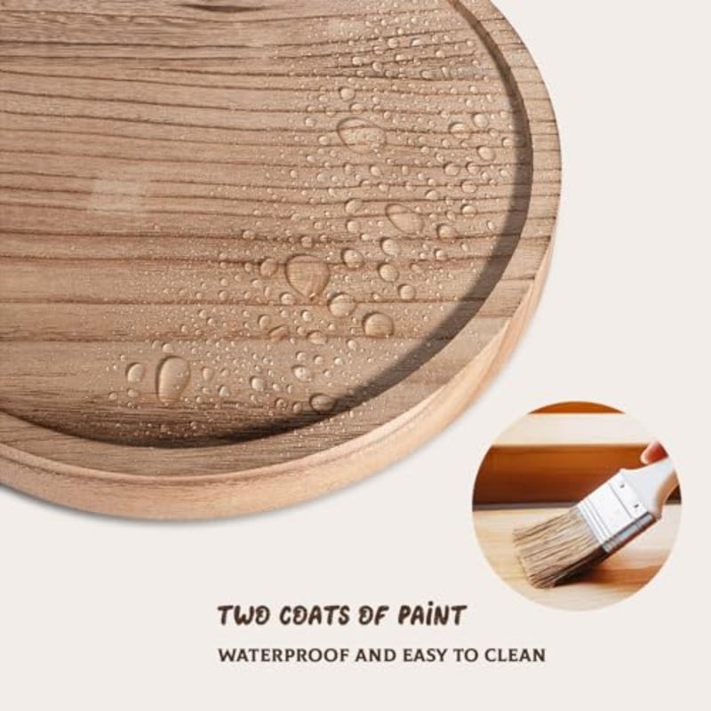 Bathroom Counter Organizer Wood Pedestal Stand Farmhouse Decorative Tray Soap Holder for Kitchen Decor, Brown - Image 5