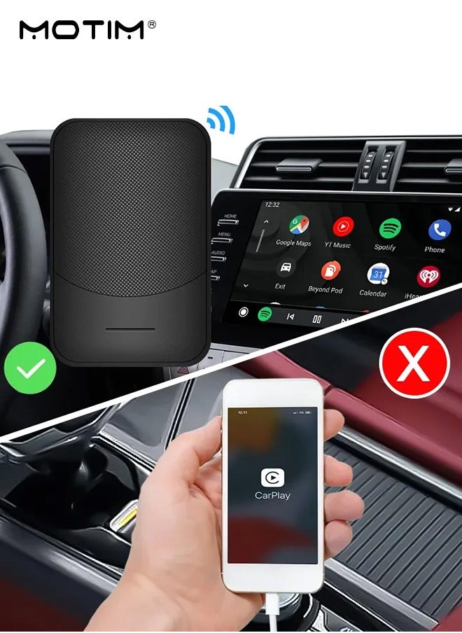 Motim Wireless Carplay Adapter, Smart Car Box, Wireless Carplay Adapter, Convert Wired to Wireless Dongle Cars for iPhone , Plug & Play, 5GHz WiFi & Bluetooth 5.0, for iOS 10+ & Android 11+  - Image 5