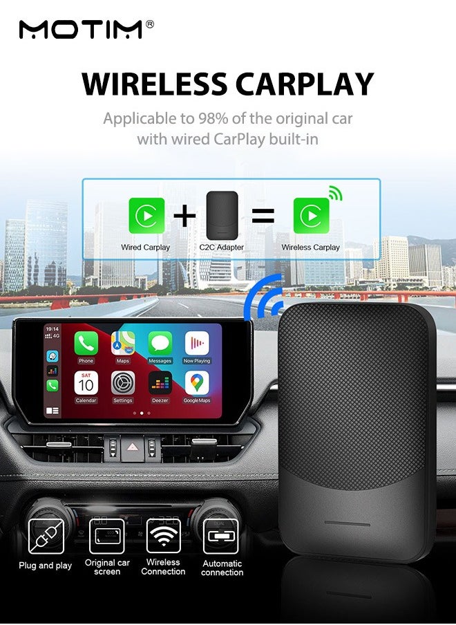 Wireless Carplay Adapter, Smart Car Box, Wireless Carplay Adapter, Convert Wired to Wireless Dongle Cars for iPhone , Plug & Play, 5GHz WiFi & Bluetooth 5.0, for iOS 10+ & Android 11+