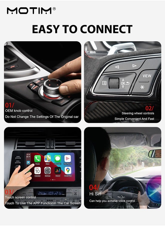 Wireless Carplay Adapter, Smart Car Box, Wireless Carplay Adapter, Convert Wired to Wireless Dongle Cars for iPhone , Plug & Play, 5GHz WiFi & Bluetooth 5.0, for iOS 10+ & Android 11+