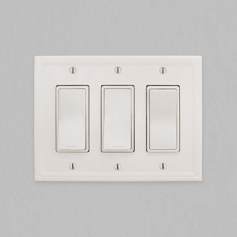 Questech Light Switch Cover  Insulated Triple Rocker Wall Plate For Electrical Outlets  3-Gang Triple Decorator Gfci Switch Plate Standard Size  Decorative Cornice  White - Image 2