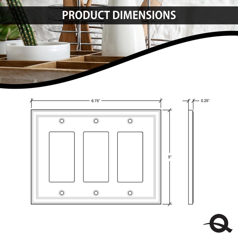 Questech Light Switch Cover  Insulated Triple Rocker Wall Plate For Electrical Outlets  3-Gang Triple Decorator Gfci Switch Plate Standard Size  Decorative Cornice  White - Image 4