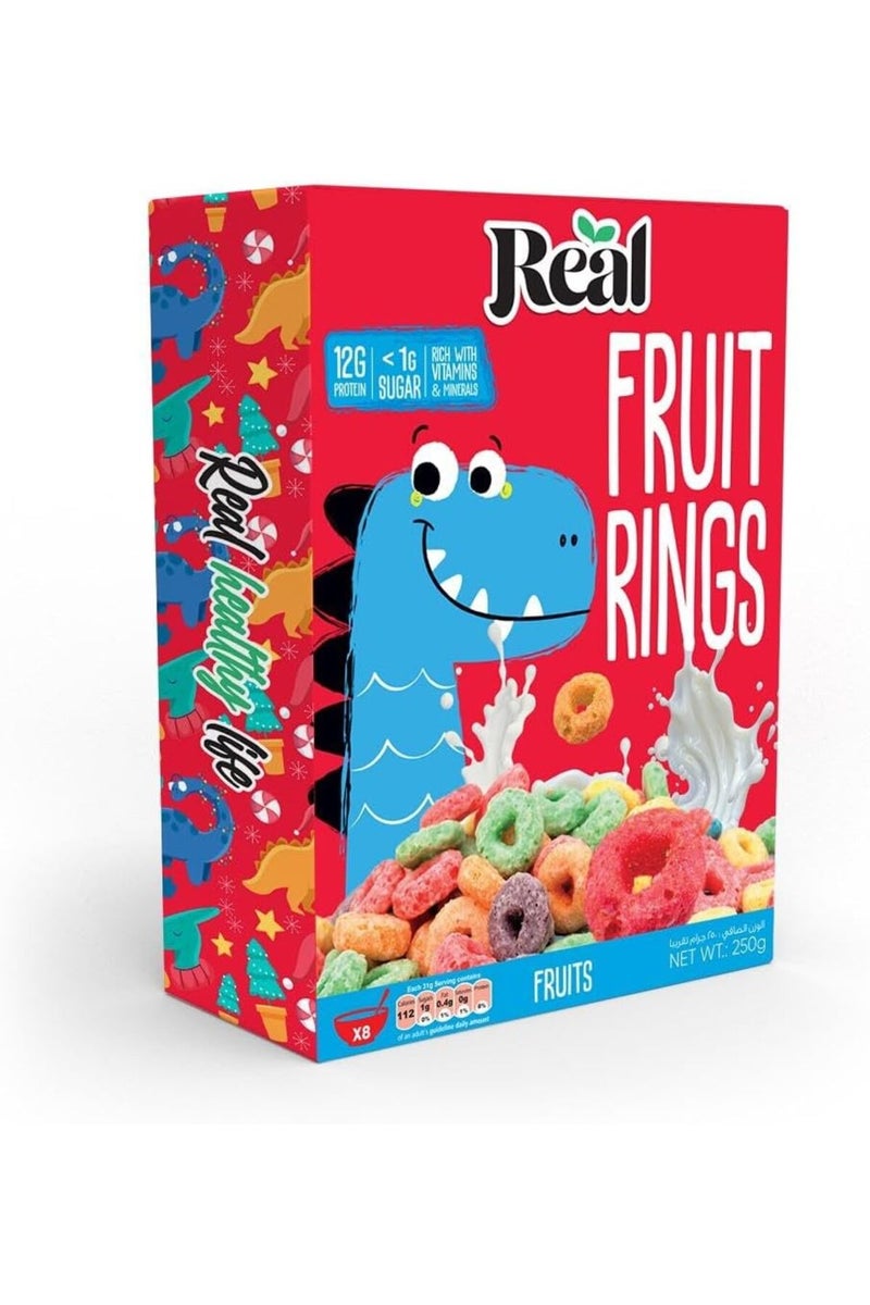 Real خواتم الفاكهة الحقيقية - بروتين عالي، سكر منخفض، حبوب إفطار صحية، 250 جرام (عبوة من 2) - Image 2