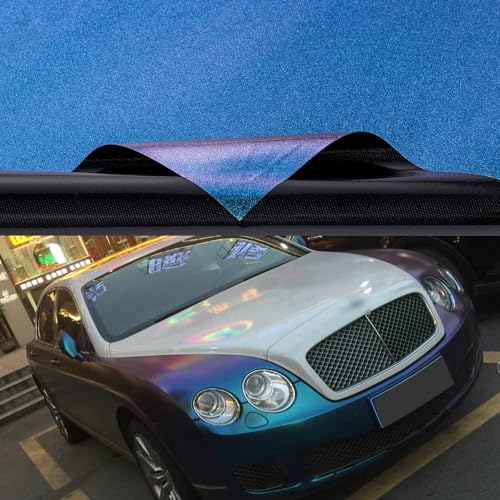 ATMOMO Purple to Lake Blue Glossy Metallic Chameleon Vinyl Wrap Sparking Diamond Color Change DIY Vehicle Vinyl Film, 59.8'' x 11.8'' - Image 5