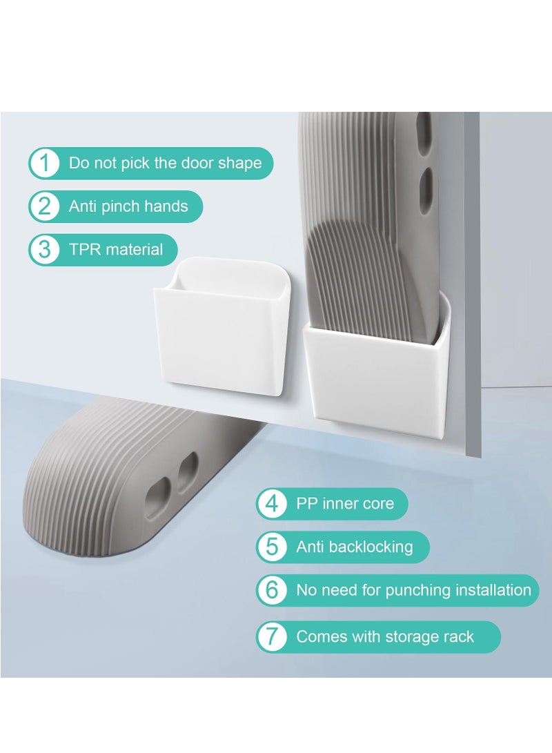 Y&D Security Door Stop, Pack of 4 Rubber Heavy Duty Stoppers, Non- Quality Wedge with Holders for Home Office and School, Works All Floor Types And Carpet Clip (Gray)  - Image 4