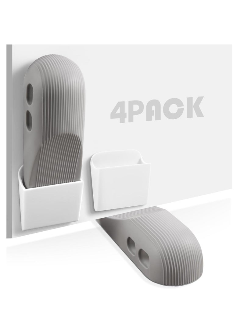 Y&D Security Door Stop, Pack of 4 Rubber Heavy Duty Stoppers, Non- Quality Wedge with Holders for Home Office and School, Works All Floor Types And Carpet Clip (Gray)  - Image 2