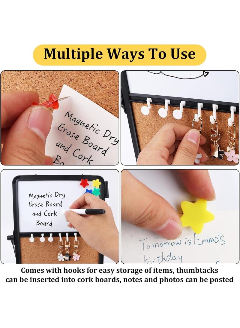 Small White Board  Cork Board Combination with Stand and Hook 31 * 23cm Portable Black Aluminum Framed Magnetic Dry Erase Board Bulletin Cork Board Combo for Planning Memo Desk Home School Office - Image 3