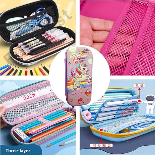 FunBlast Multipurpose Zipper Pencil Case, Pen & Pencil Pouch Bag Case for School Supplies for Kids (Purple) - Image 3