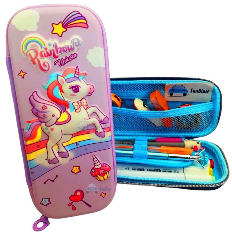 FunBlast Multipurpose Zipper Pencil Case, Pen & Pencil Pouch Bag Case for School Supplies for Kids (Purple) - Image 1