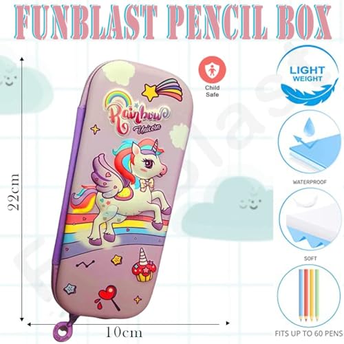 FunBlast Multipurpose Zipper Pencil Case, Pen & Pencil Pouch Bag Case for School Supplies for Kids (Purple) - Image 2