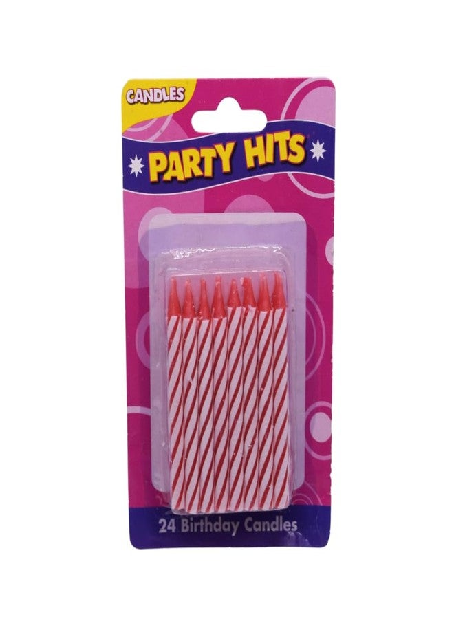 Oasis Supply Candy Stripe Birthday Candles, 2.5-Inch, Red - Image 1