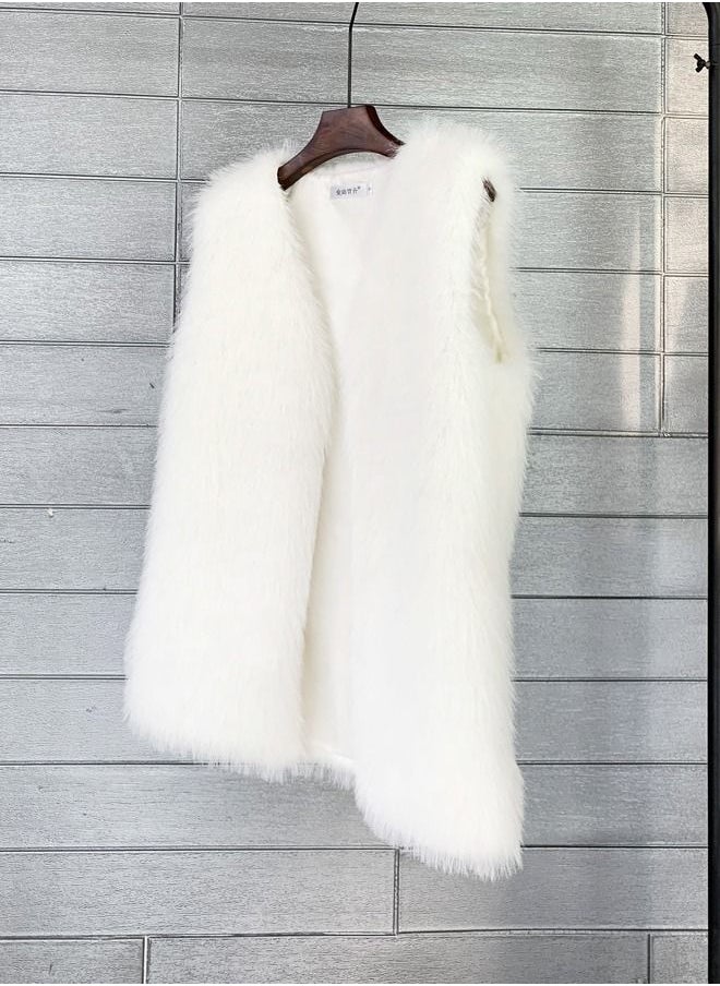 Loquat - Soft Imitation Fur Coat White - Image 1