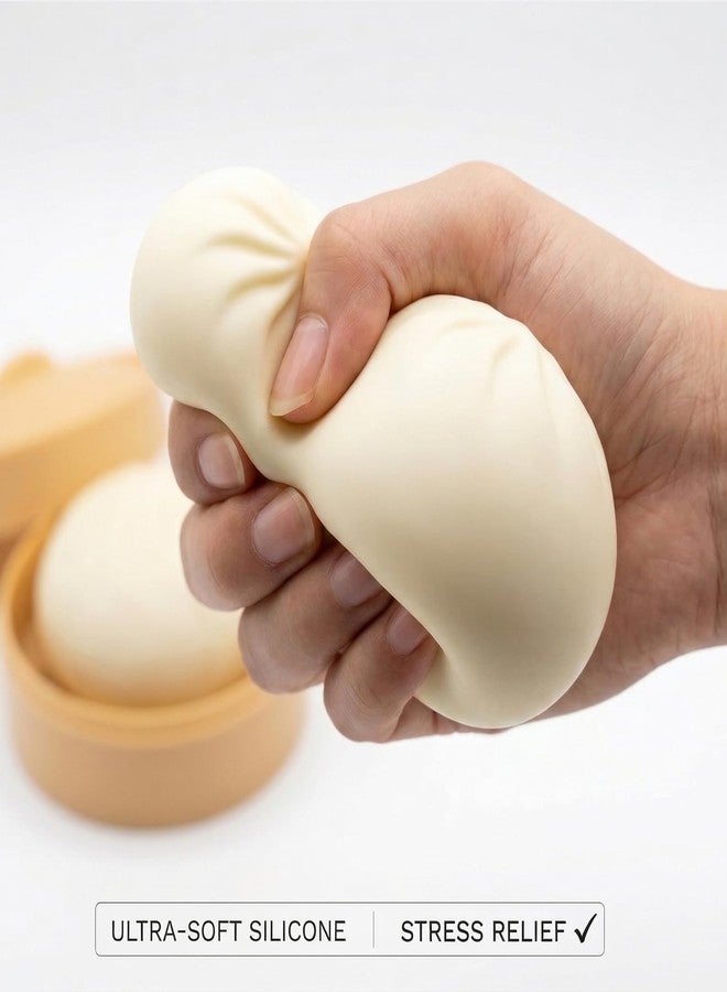 Crossunx Rainbow Dumpling squishies Stress Balls, Colorful Squishies Dumpling Fidget Sensory Toy with Food Steamer, Squeeze Dough Ball for Stress Relief, Stretchy Desk Toys Gift - Image 2