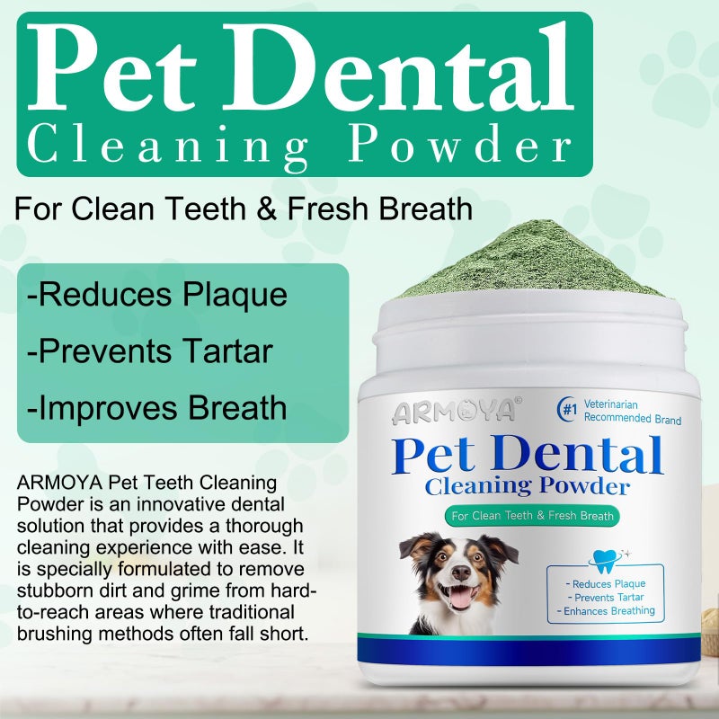 ARMOYA Dog Dental Powder - Teeth Cleaning Powder for Dogs - Dental Powder for Dogs - Dog Dental Care - Plaque & Bad Breath Off Powder Dog - Dental Care Supplies for Small - Medium - Large Dogs - Image 2