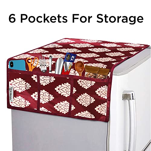E-Retailer® Exclusive 3-Layered Polyester Combo Set of Appliances Cover (1 Pc. of Fridge Top Cover, 3 Pc Handle Cover and 1 Pc. of Microwave Oven Top Cover) (Color-Maroon, Set Contains-5 Pcs.) - Image 2