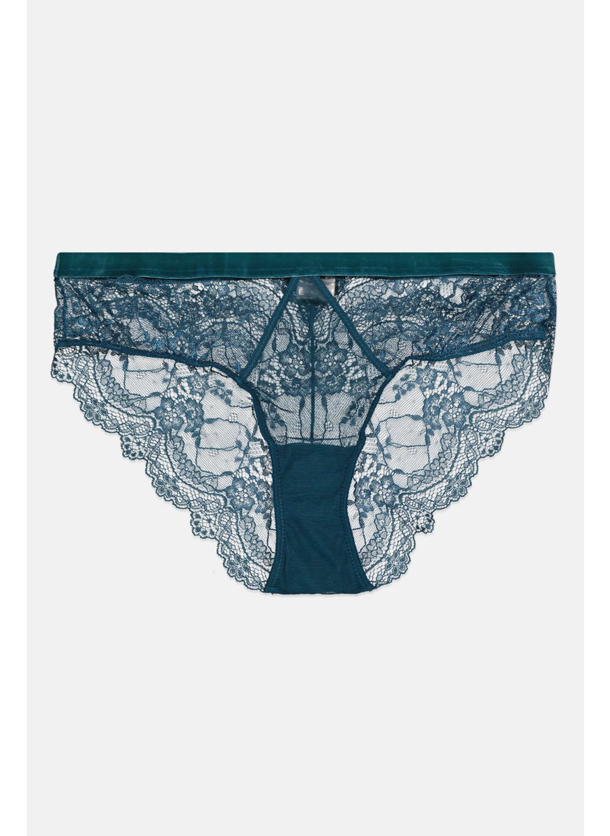 We Are We Wear - Women Lace Brazilian Brief, Green - Image 1