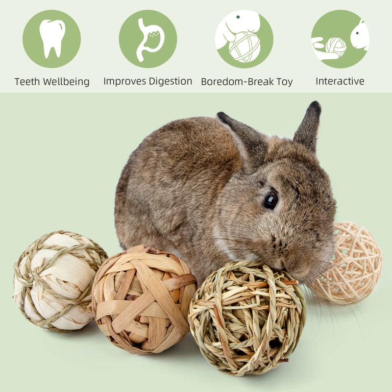 andwe Small Animals Play Balls Rolling Chew Toys & Gnawing Treats for Rabbits Guinea Pigs Chinchilla Bunny Degus - Pet Cage Entertainment Accessories - Image 4