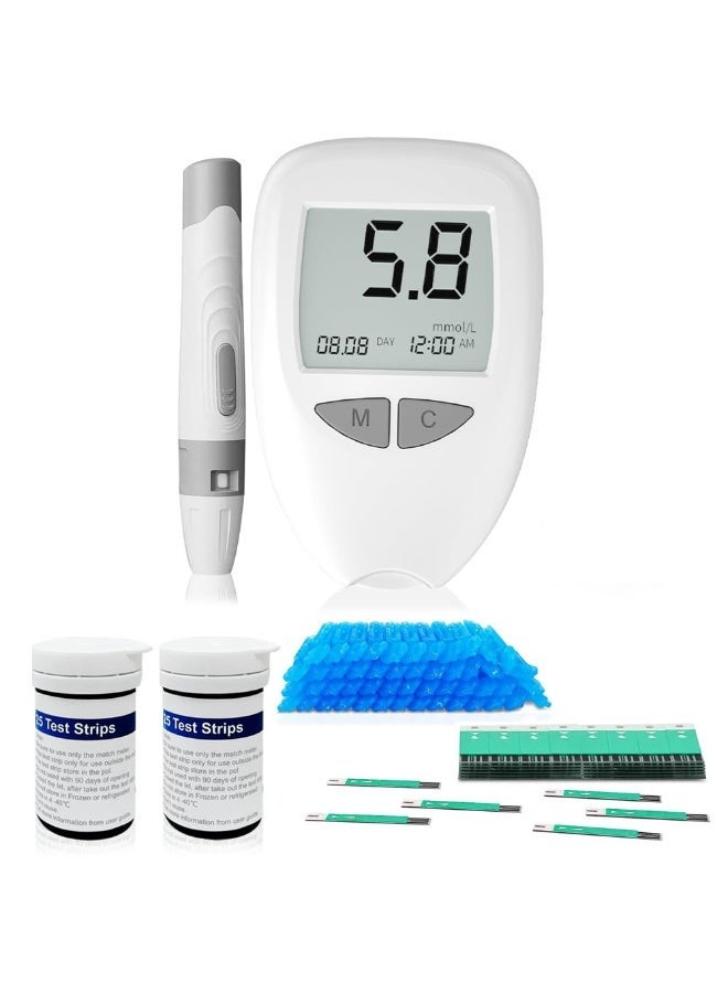 Plan A complete blood glucose monitoring kit includes 50 test strips, 50 lancets, and an adjustable lancing device – a digital glucose meter with a large LCD screen and memory for up to 300 readings. - Image 2