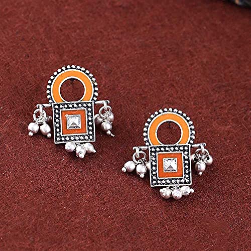 Voylla Sanwari Square Enameled Earrings for Women and Girls - Image 5