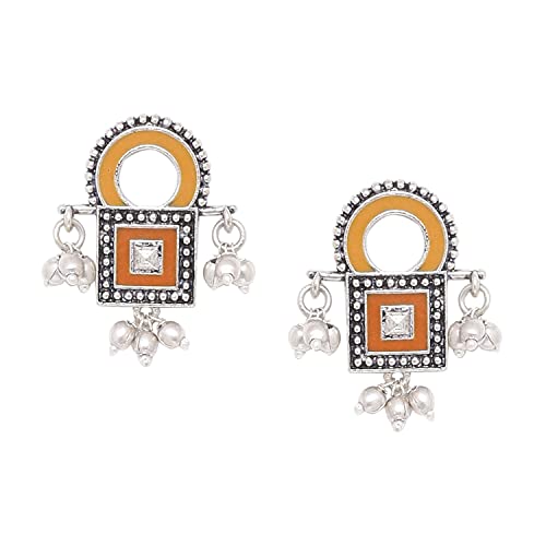 Voylla Sanwari Square Enameled Earrings for Women and Girls - Image 1