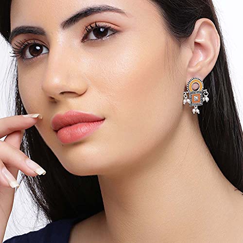 Voylla Sanwari Square Enameled Earrings for Women and Girls - Image 4