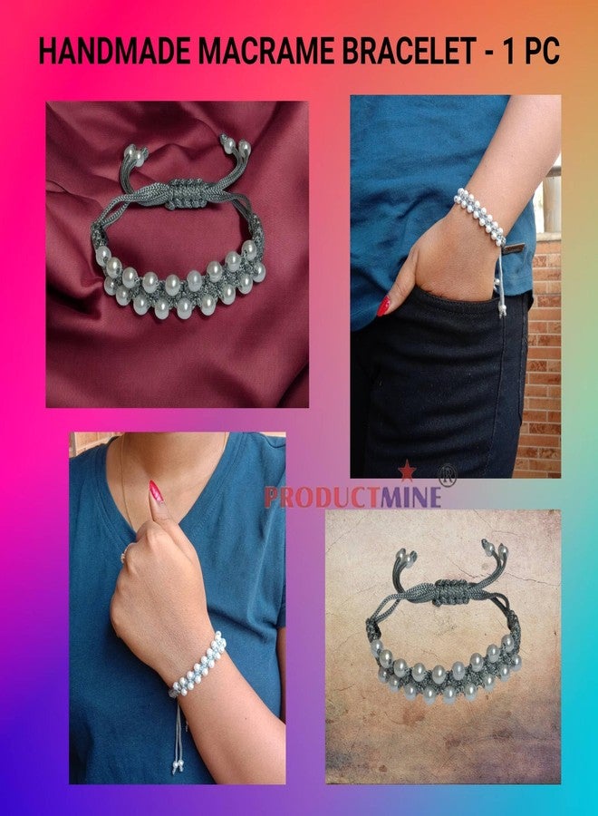 PRODUCTMINE سوار معصم قابل للتعديل مصنوع يدويًا من PRODUCTMINE®، سوار صداقة للنساء، لطيف على البشرة - رمادي - Image 4